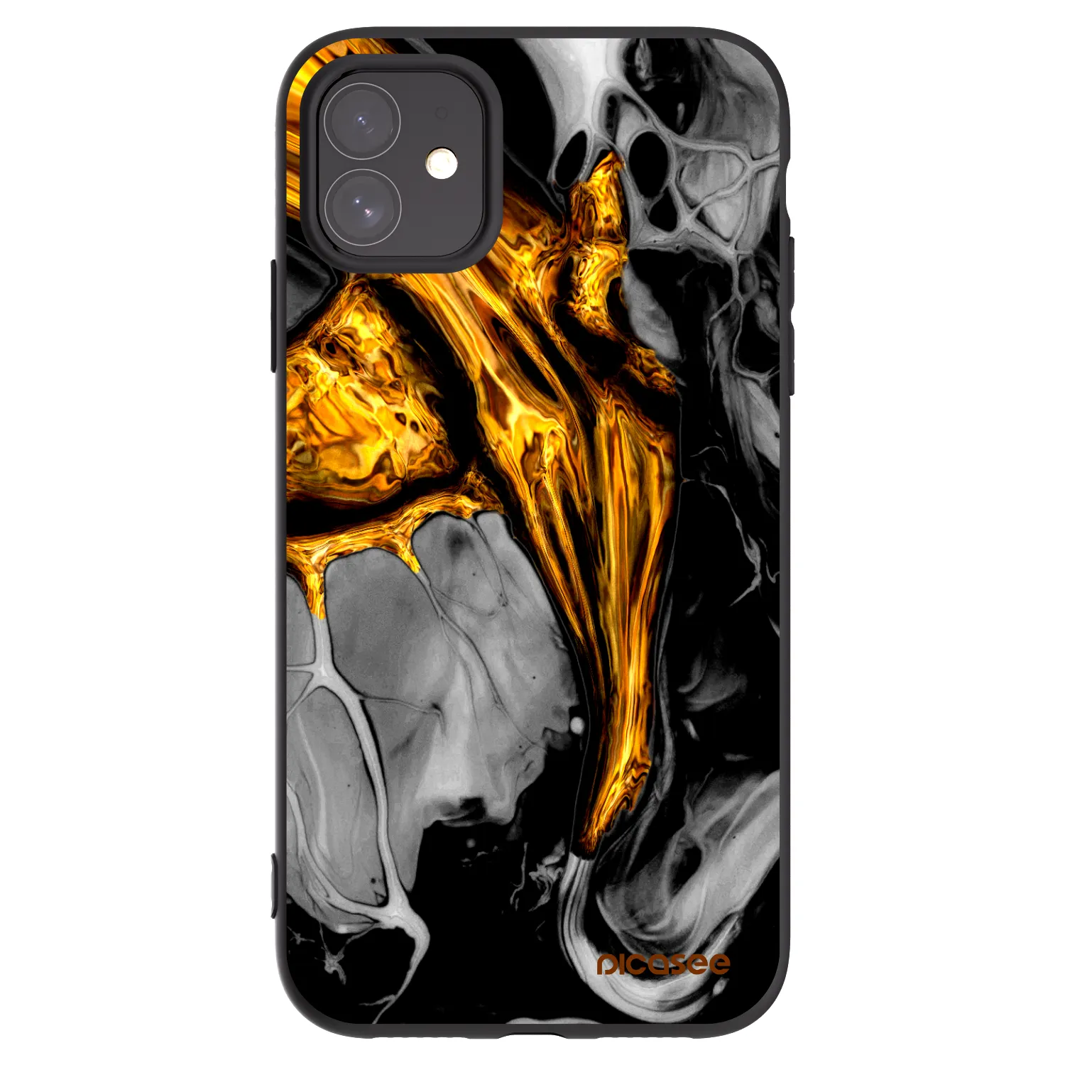 Picasee crna silikonska maskica za Apple iPhone 11 - Black Gold