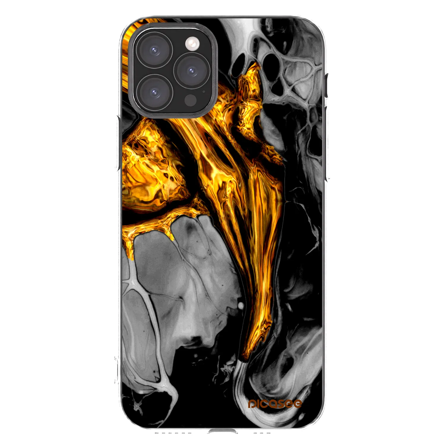 Picasee silikonska prozirna maskica za Apple iPhone 11 Pro - Black Gold