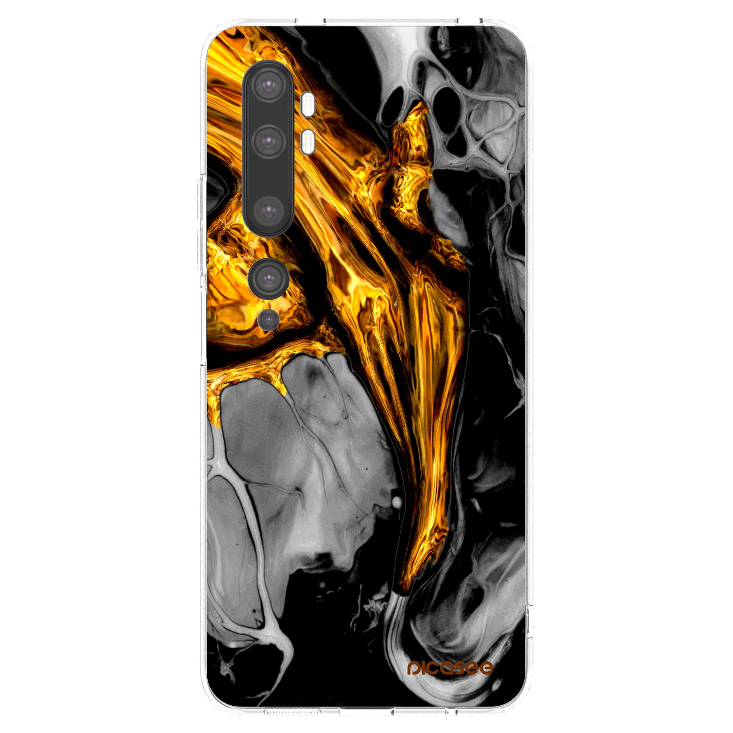 Picasee silikonska prozirna maskica za Xiaomi Mi Note 10 (Pro) - Black Gold