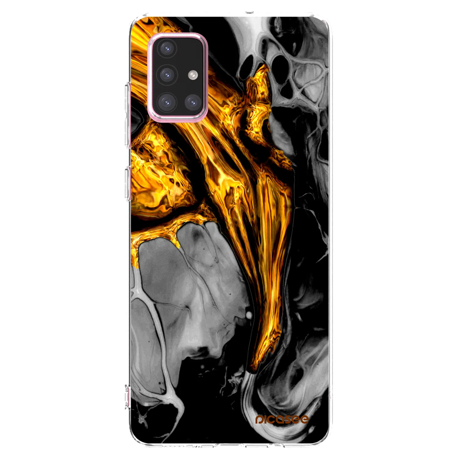 Picasee silikonska prozirna maskica za Samsung Galaxy A71 A715F - Black Gold