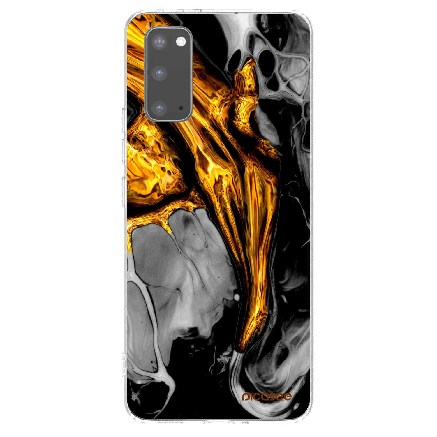 Picasee silikonska prozirna maskica za Samsung Galaxy S20 G980F - Black Gold
