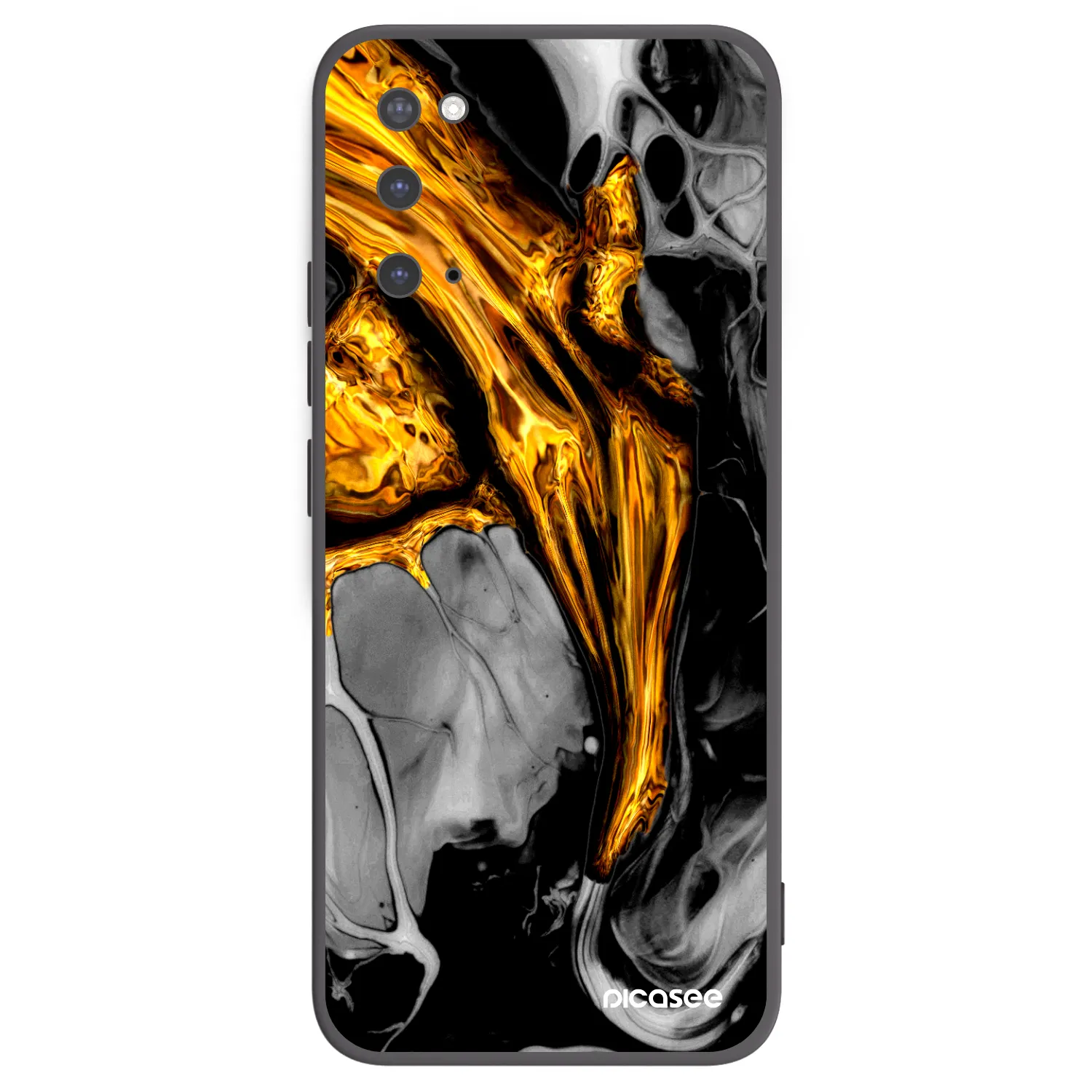 Picasee crna silikonska maskica za Samsung Galaxy S20 G980F - Black Gold