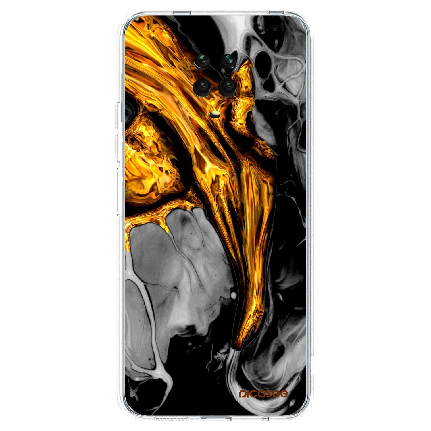 Picasee silikonska prozirna maskica za Xiaomi Redmi Note 9 Pro - Black Gold