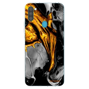 Picasee silikonska prozirna maskica za Samsung Galaxy M11 - Black Gold