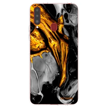 Picasee silikonska prozirna maskica za Samsung Galaxy A20s - Black Gold