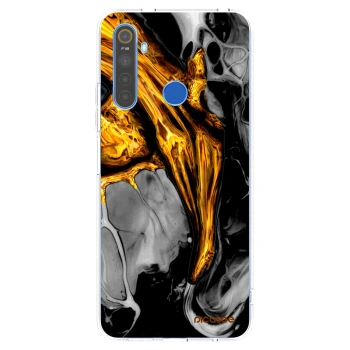 Picasee silikonska prozirna maskica za Realme 5 - Black Gold