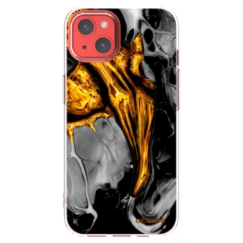 Picasee silikonska prozirna maskica za Apple iPhone 13 - Black Gold