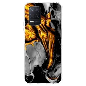 Picasee silikonska prozirna maskica za Realme 8 5G - Black Gold
