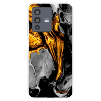 Picasee silikonska prozirna maskica za Vivo V23 5G - Black Gold
