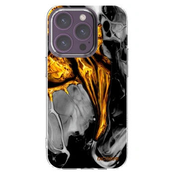 Picasee silikonska prozirna maskica za Apple iPhone 14 Pro - Black Gold