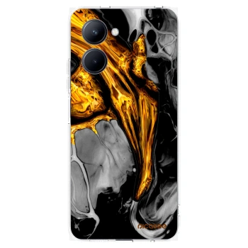 Picasee silikonska prozirna maskica za Realme C33 (2023) - Black Gold