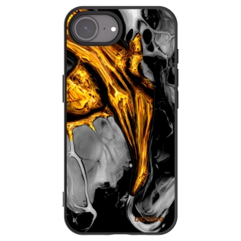 Picasee crna silikonska maskica za Apple iPhone 16e - Black Gold