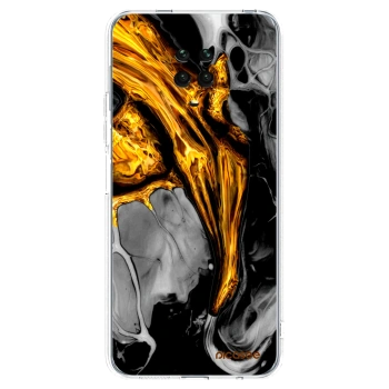 Picasee silikonska prozirna maskica za Xiaomi Redmi Note 9 Pro - Black Gold