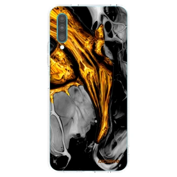 Picasee silikonska prozirna maskica za Samsung Galaxy A30s A307F - Black Gold