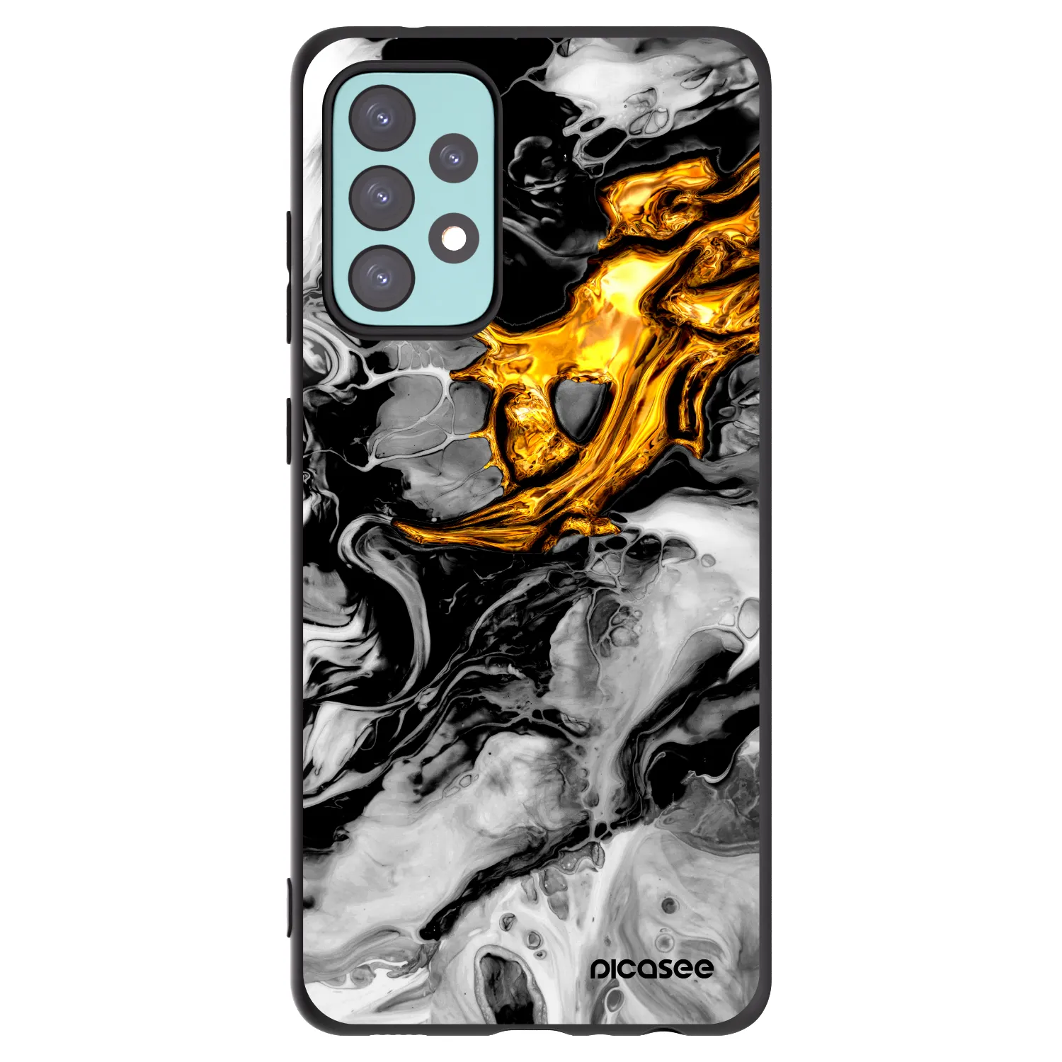 Picasee crna silikonska maskica za Samsung Galaxy A72 A725F - Black Gold 2
