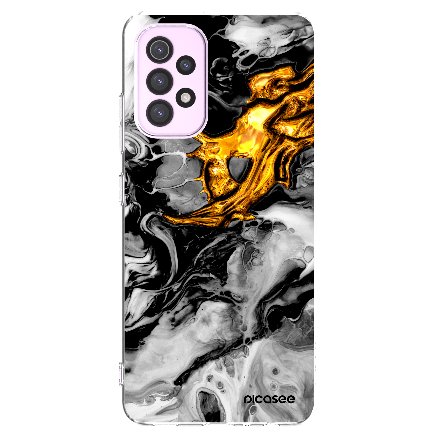 Picasee silikonska prozirna maskica za Samsung Galaxy A32 5G A326B - Black Gold 2