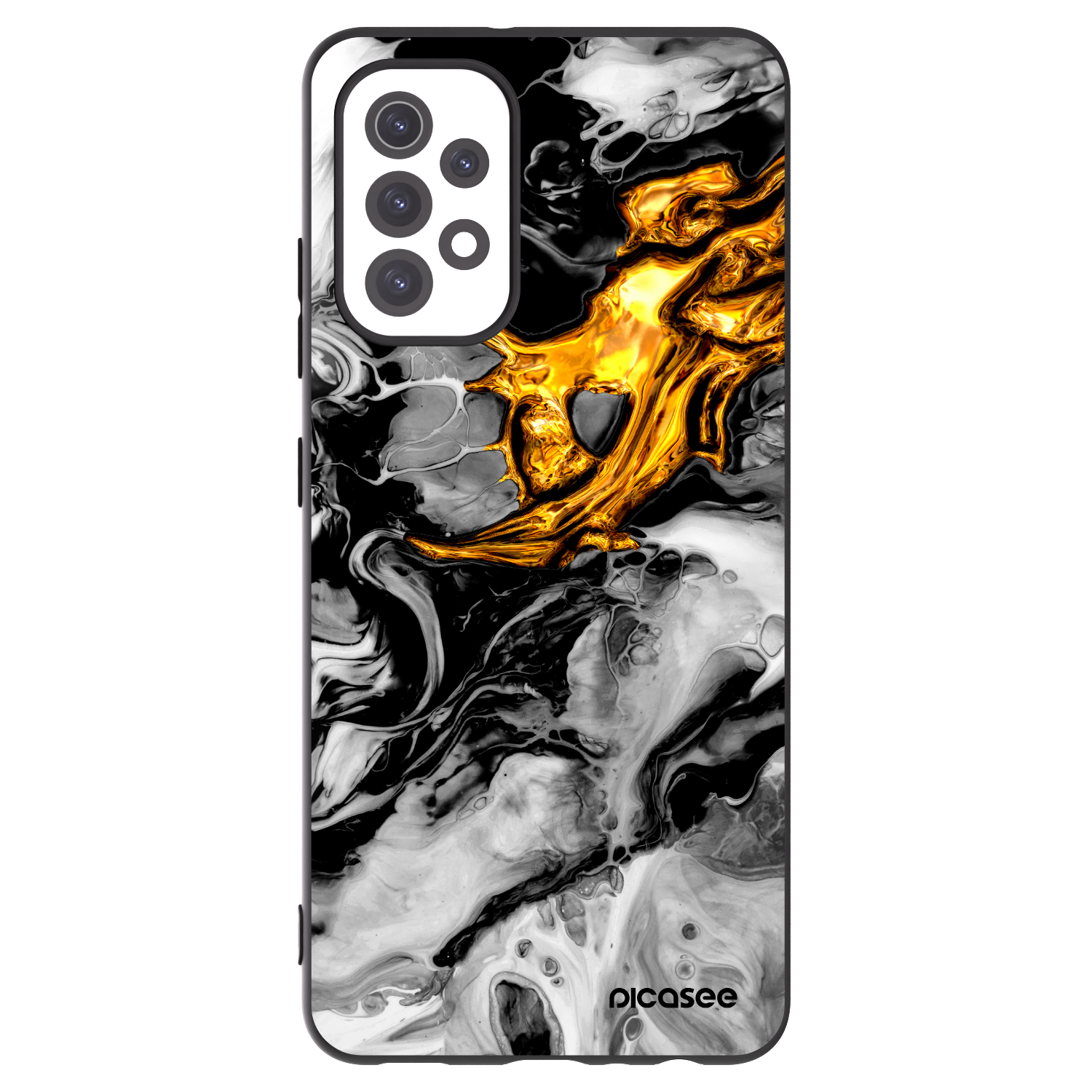 Picasee crna silikonska maskica za Samsung Galaxy A32 5G A326B - Black Gold 2