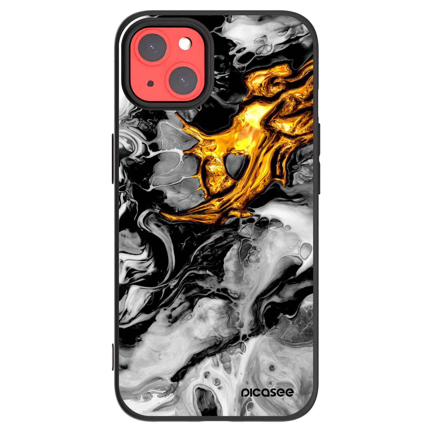 Picasee crna silikonska maskica za Apple iPhone 13 - Black Gold 2