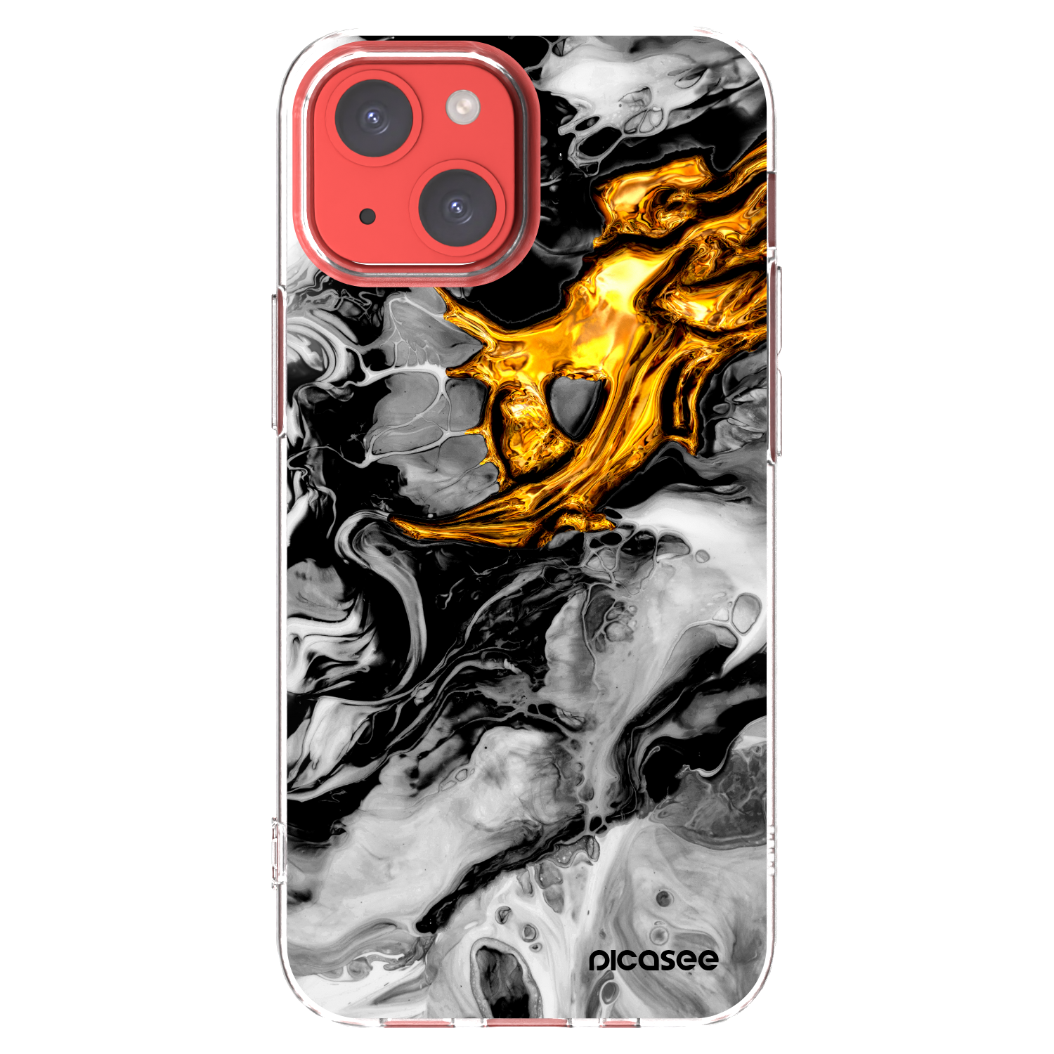 Picasee silikonska prozirna maskica za Apple iPhone 13 mini - Black Gold 2