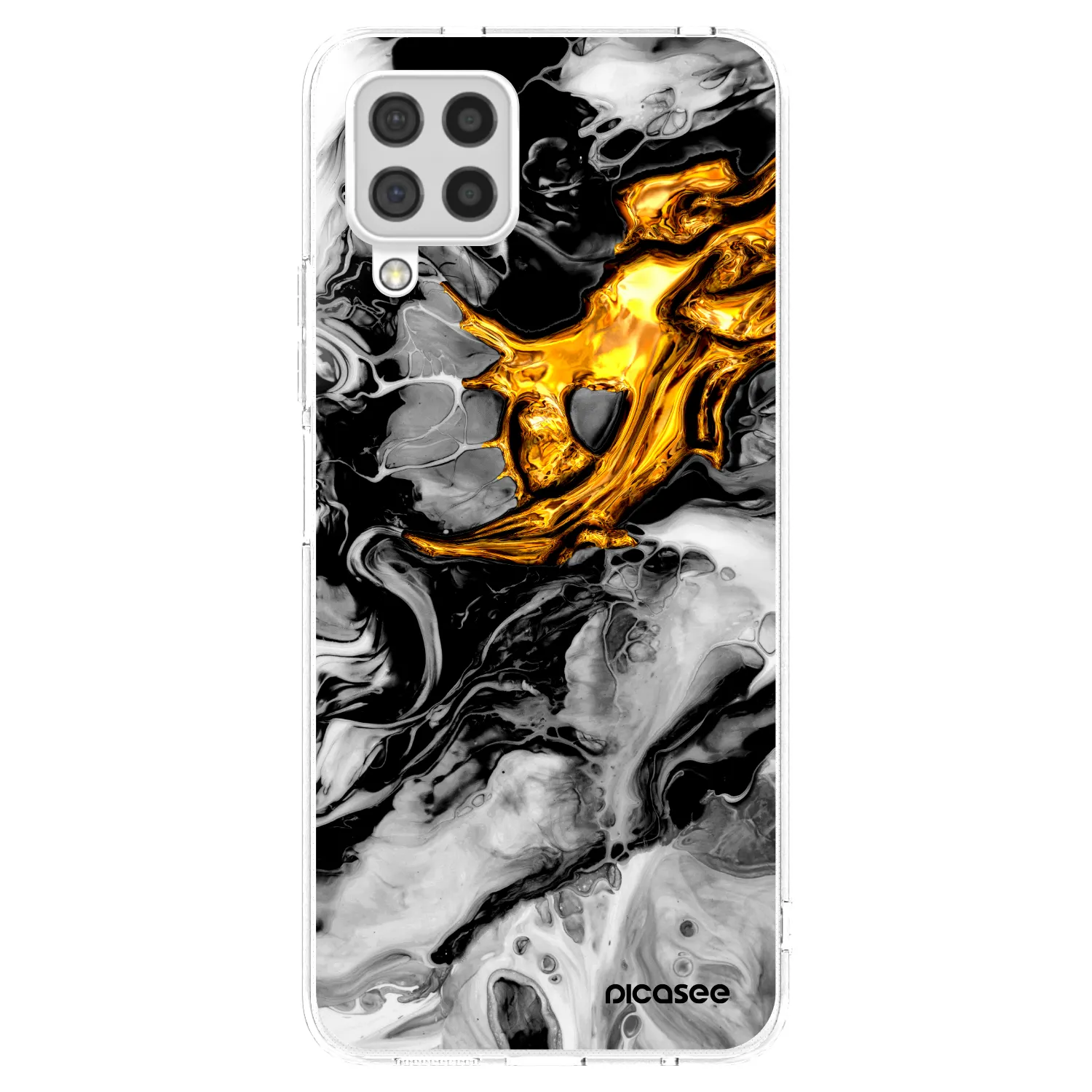 Picasee silikonska prozirna maskica za Samsung Galaxy A22 A225F 4G - Black Gold 2