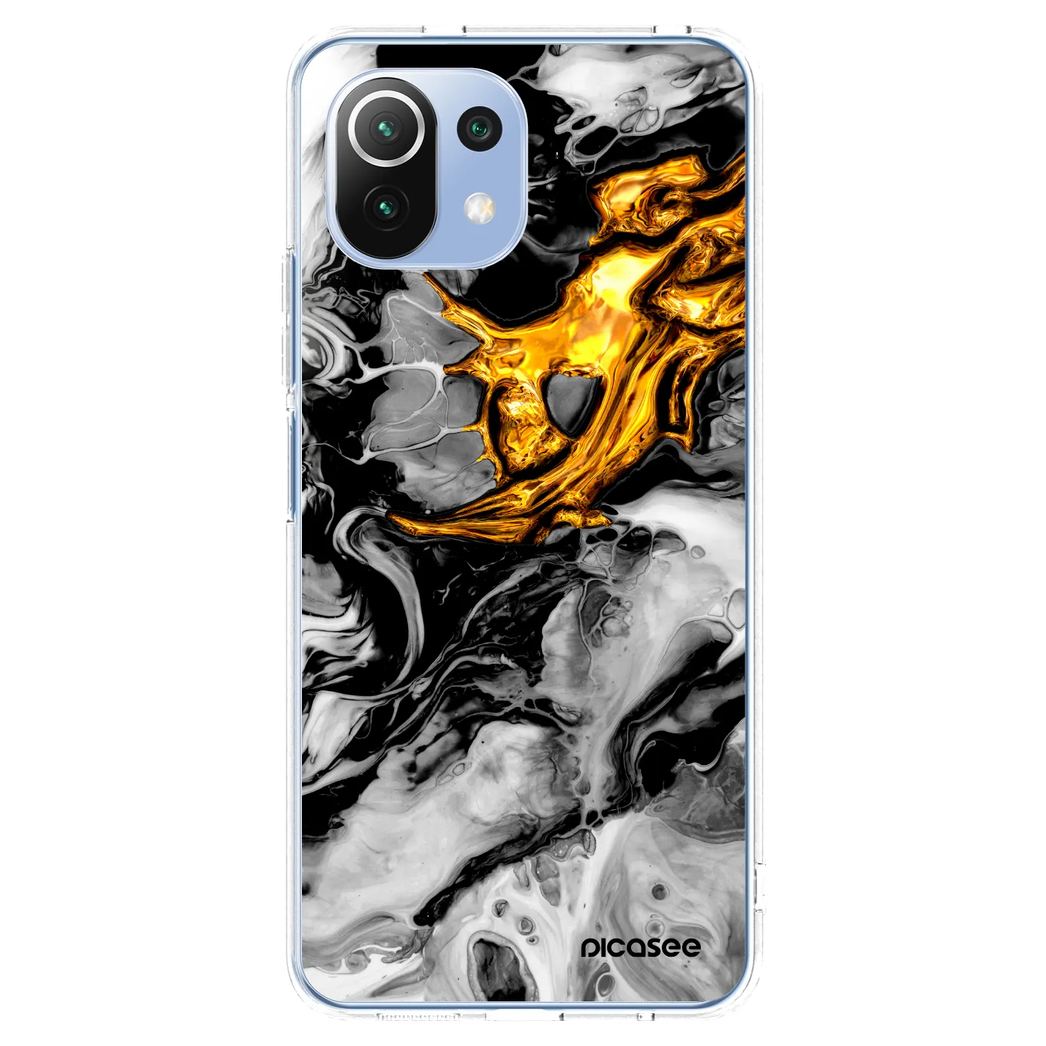 Picasee silikonska prozirna maskica za Xiaomi 11 Lite 5G NE - Black Gold 2