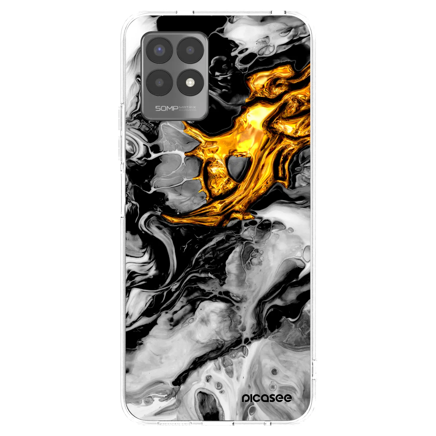Picasee silikonska prozirna maskica za Realme 8i - Black Gold 2