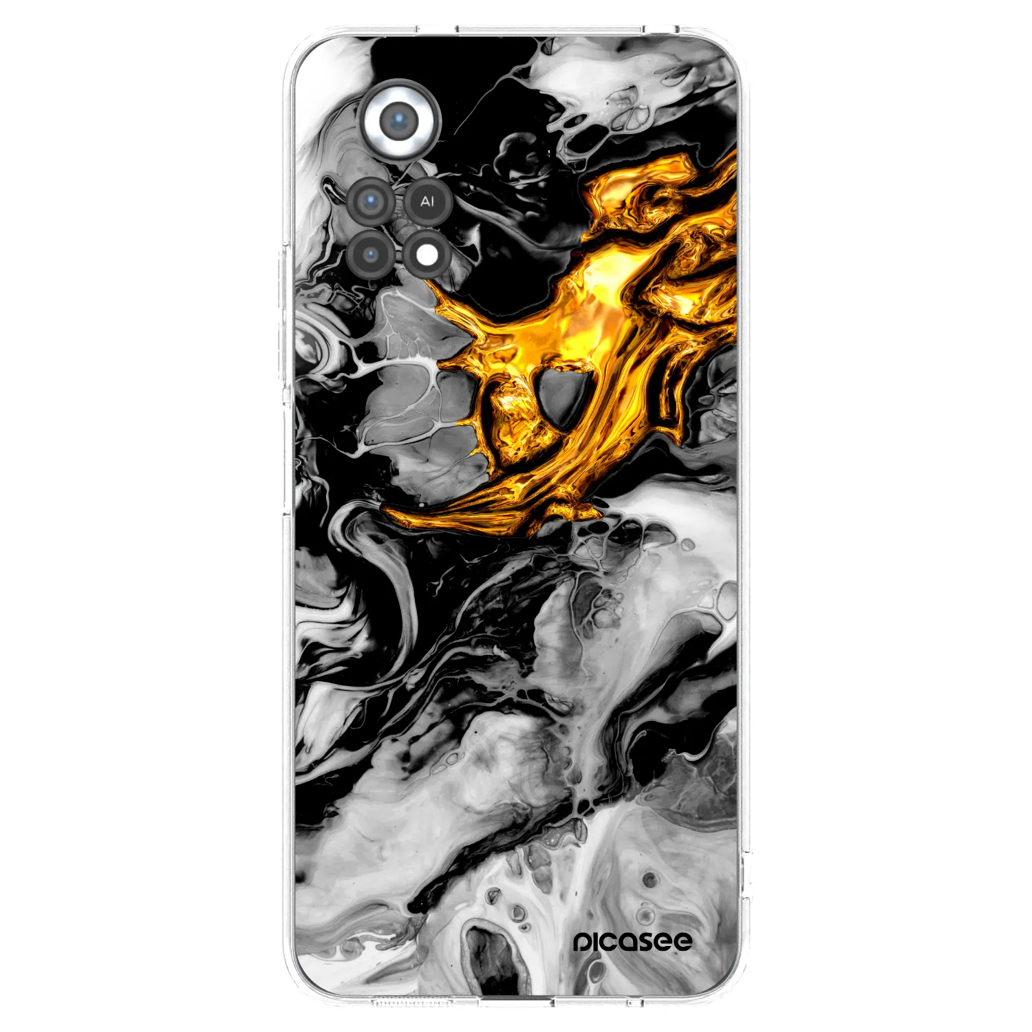 Picasee silikonska prozirna maskica za Xiaomi Poco X4 Pro 5G - Black Gold 2