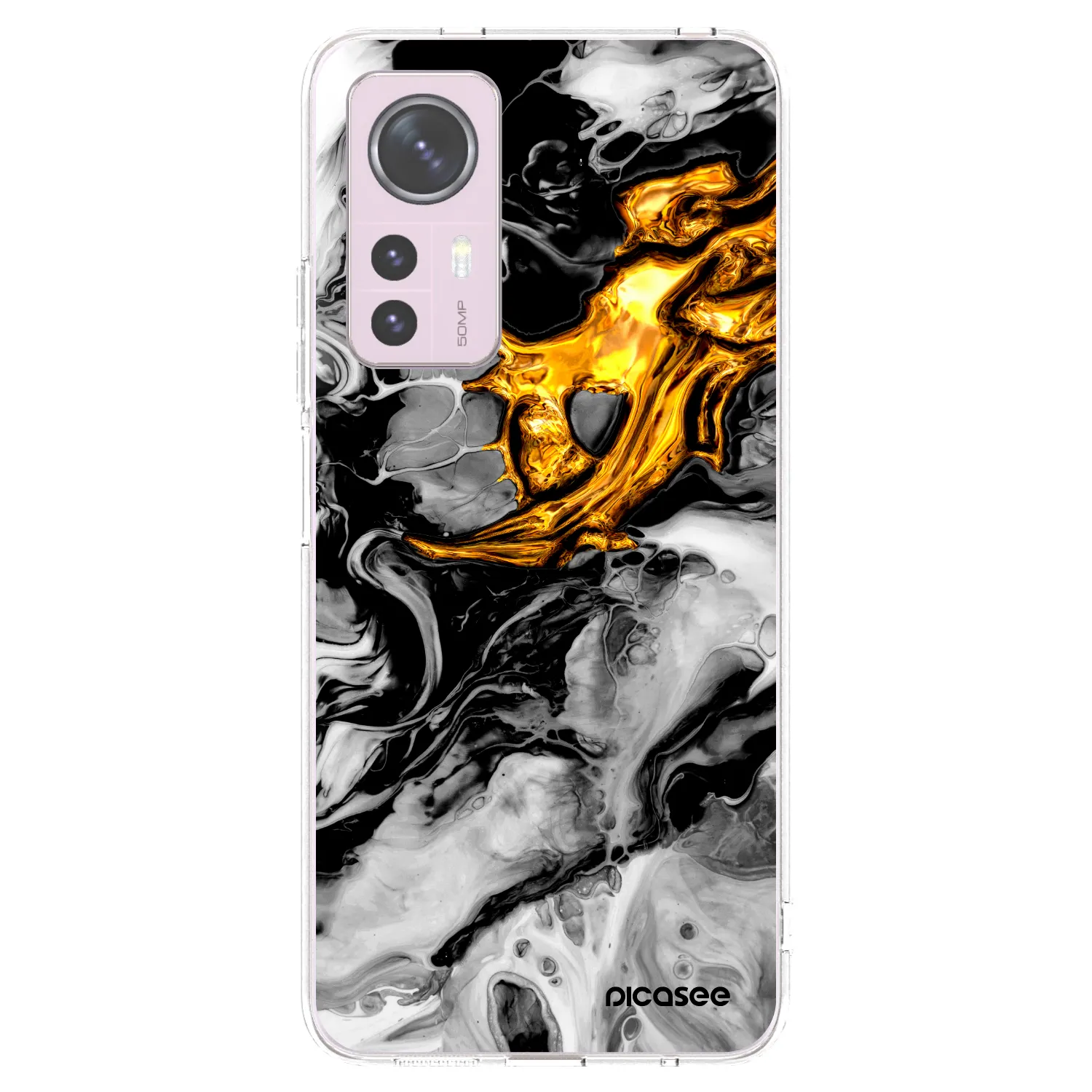 Picasee silikonska prozirna maskica za Xiaomi 12 - Black Gold 2