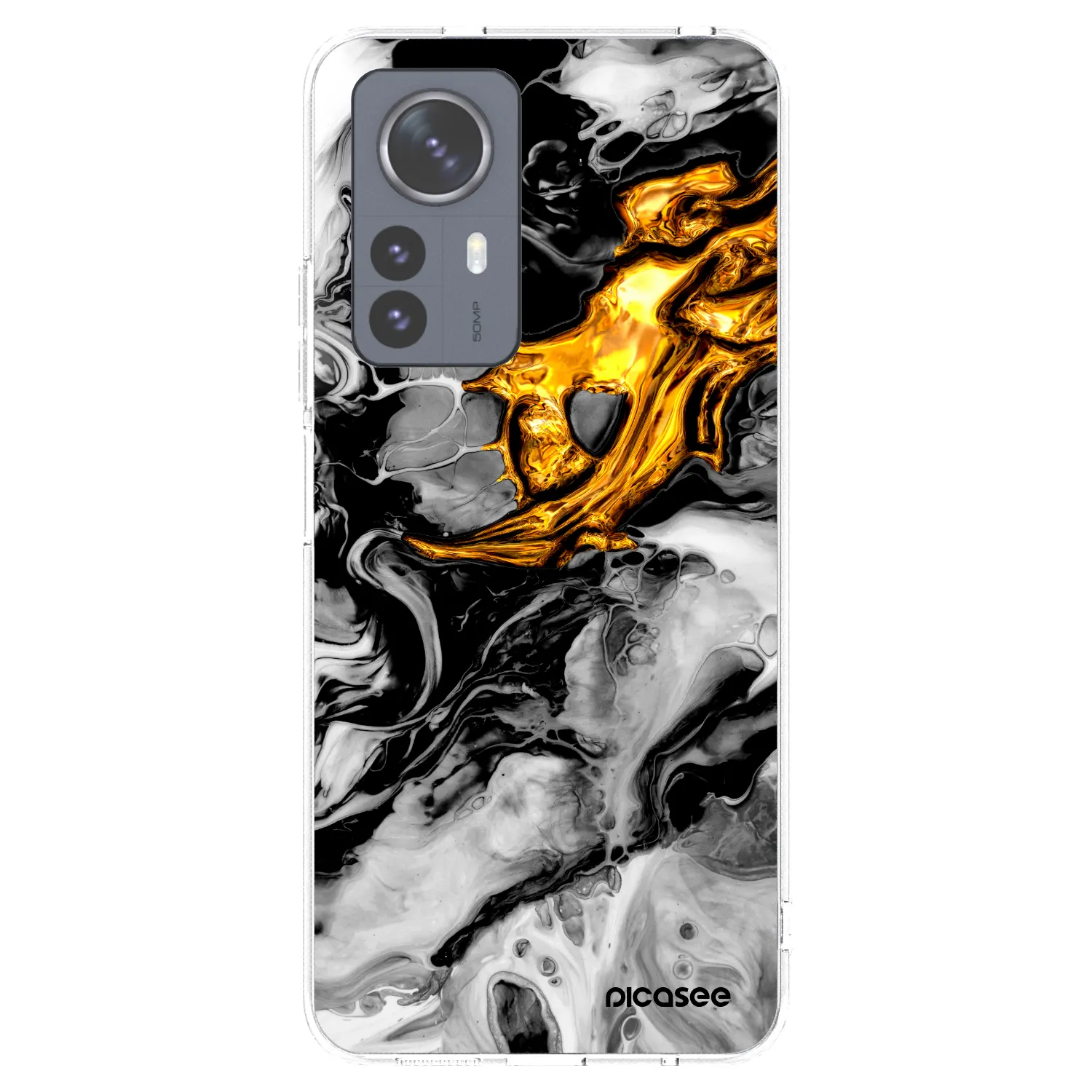 Picasee silikonska prozirna maskica za Xiaomi 12 Pro - Black Gold 2