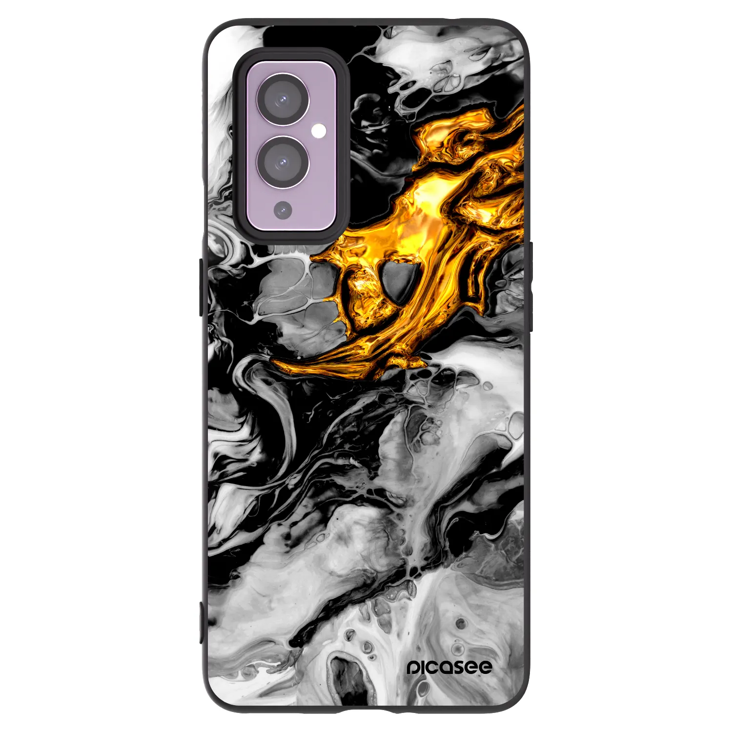 Picasee crna silikonska maskica za OnePlus 9 - Black Gold 2