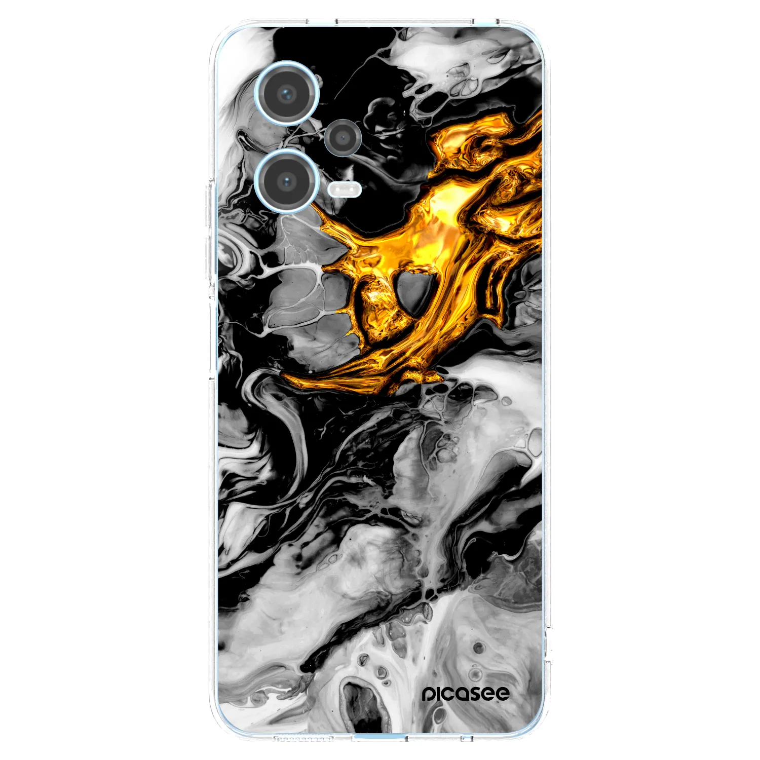 Picasee silikonska prozirna maskica za Xiaomi Redmi Note 12 5G - Black Gold 2