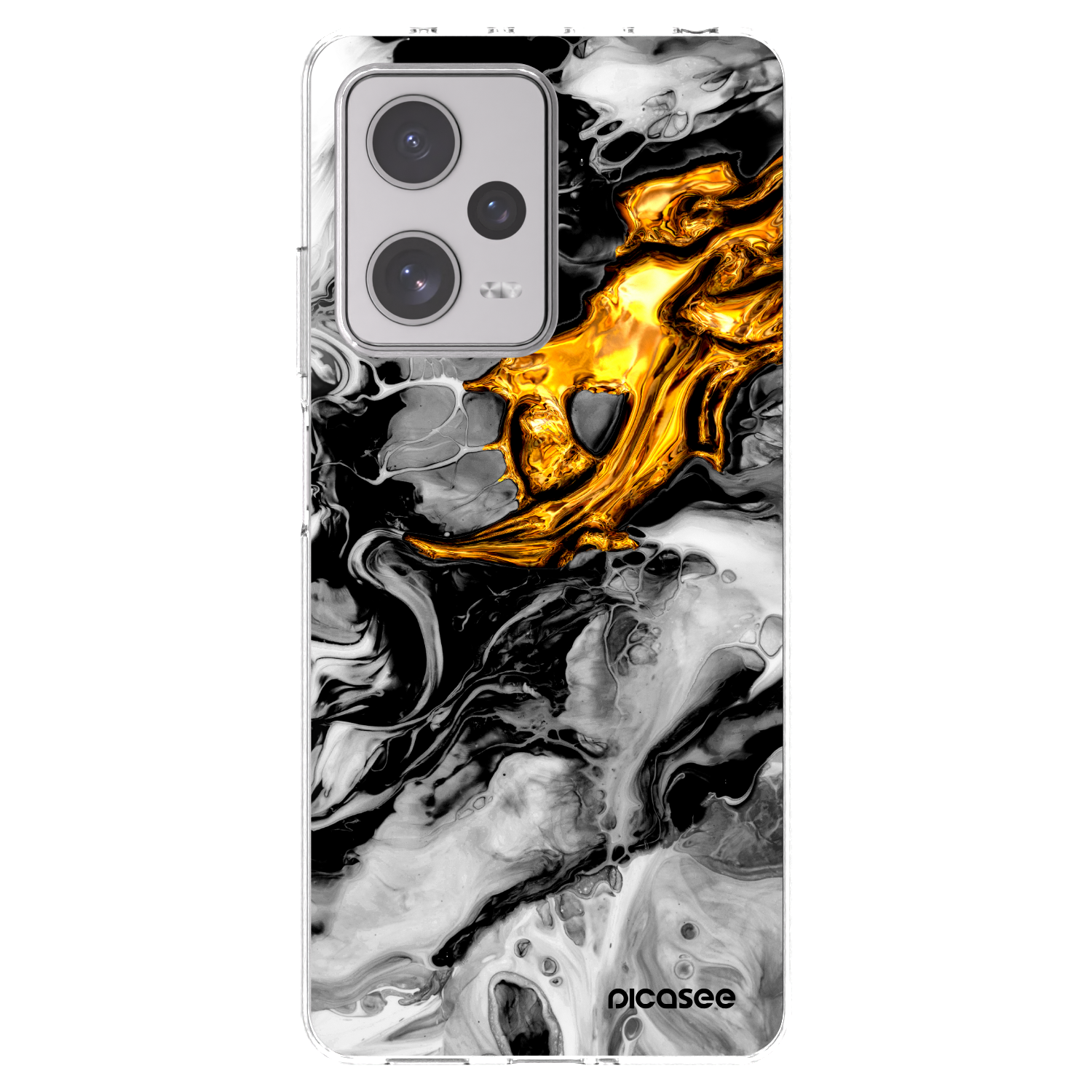 Picasee silikonska prozirna maskica za Xiaomi Redmi Note 12 Pro+ 5G - Black Gold 2