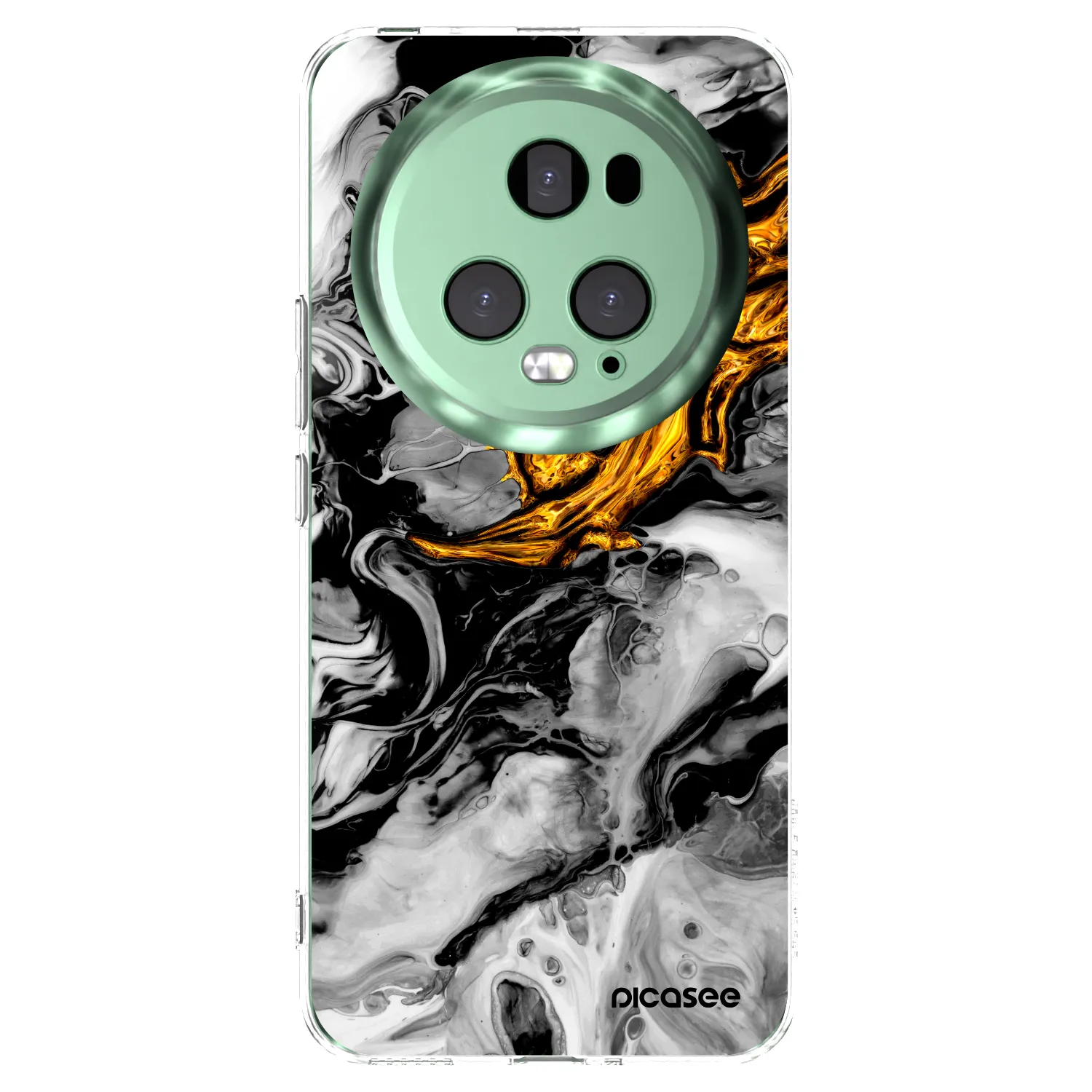 Picasee silikonska prozirna maskica za Honor Magic5 Pro - Black Gold 2