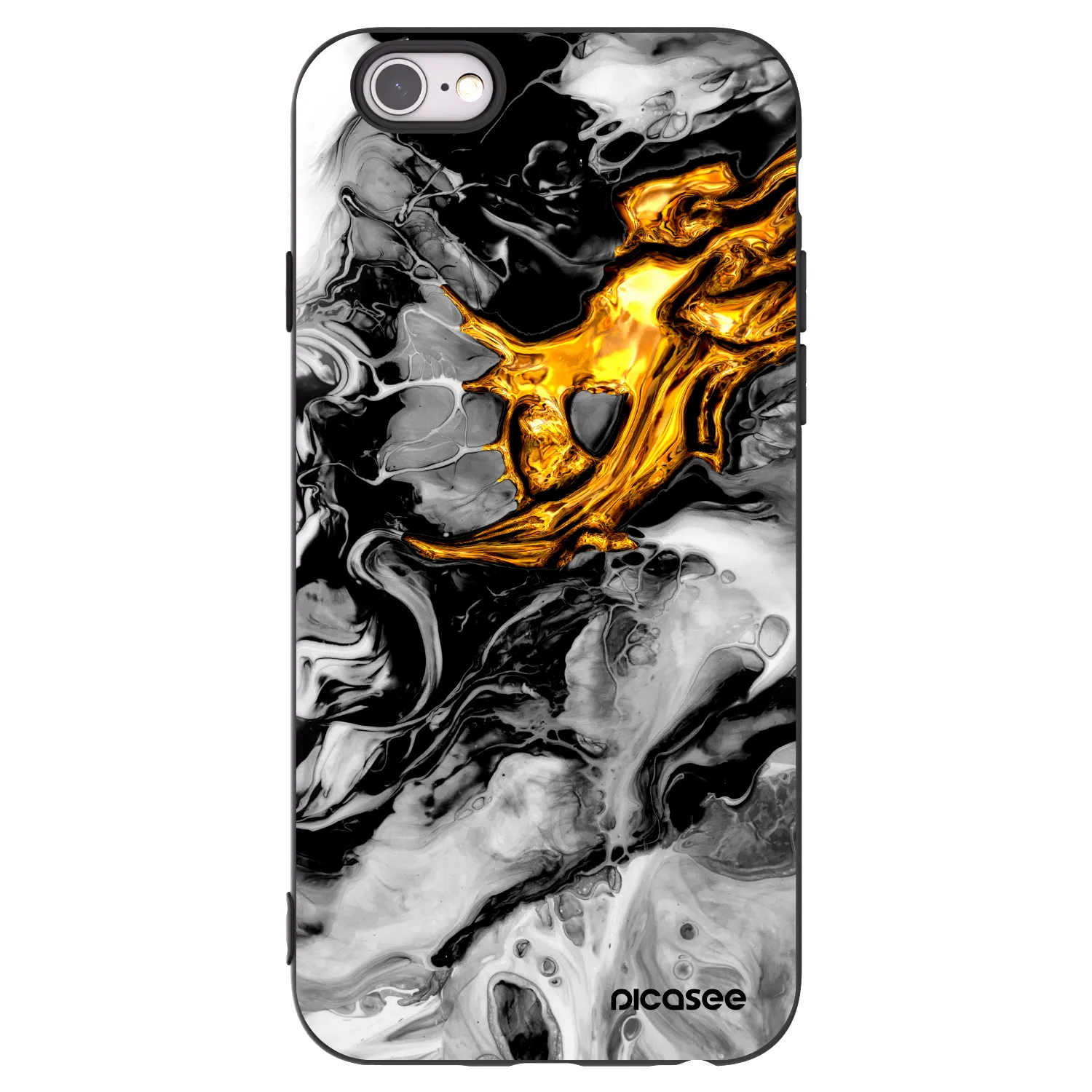 Picasee crna silikonska maskica za Apple iPhone 6/6S - Black Gold 2