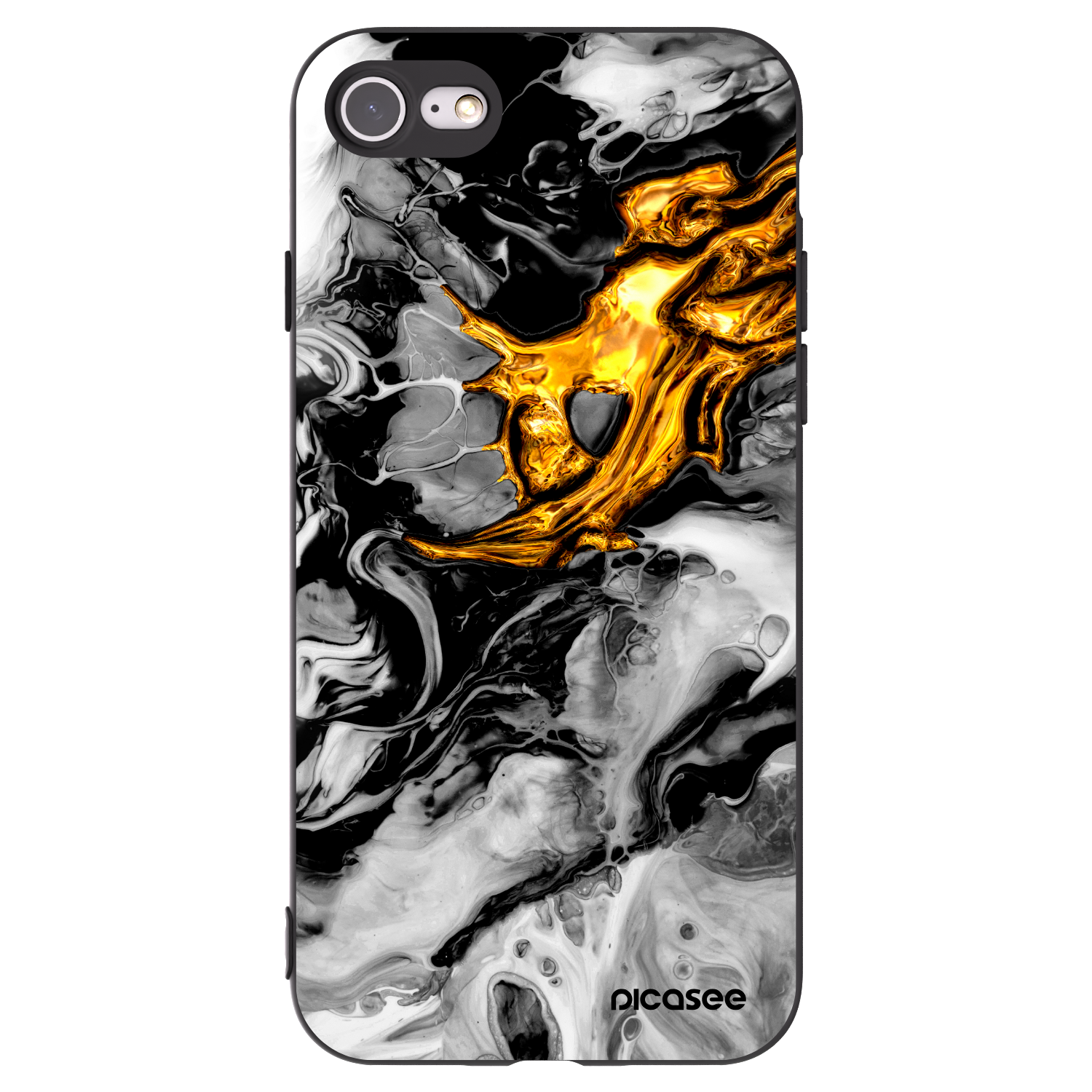 Picasee crna silikonska maskica za Apple iPhone 7 - Black Gold 2