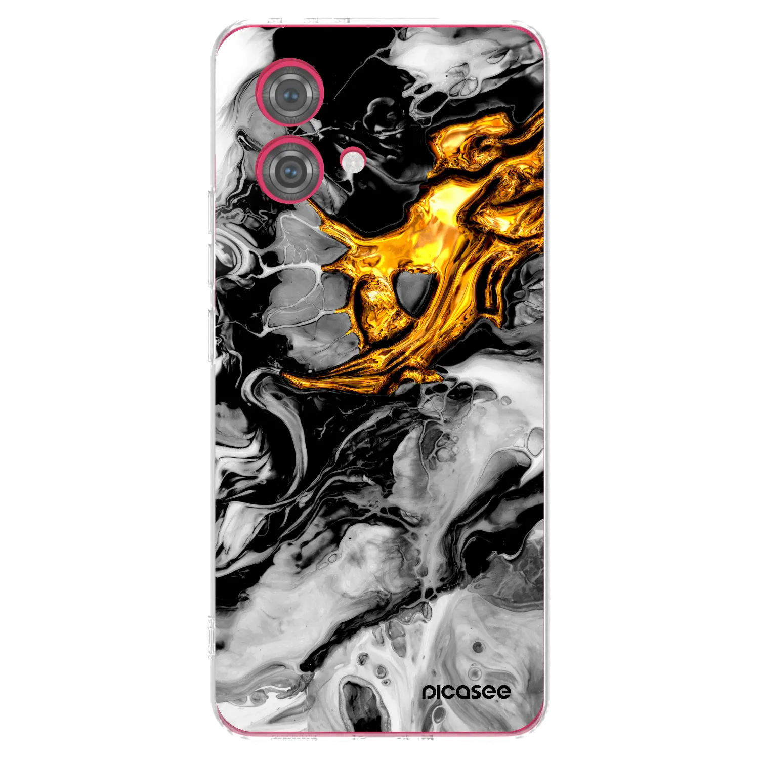 Picasee silikonska prozirna maskica za Motorola Moto G84 5G - Black Gold 2