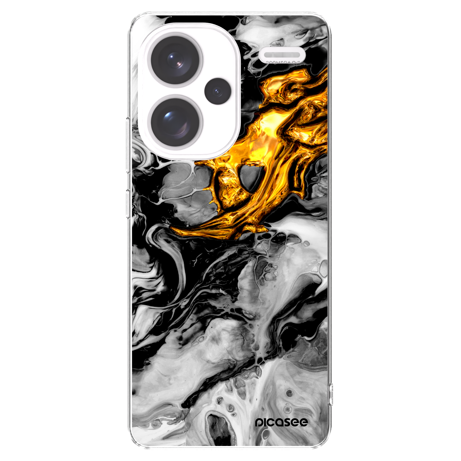 Picasee silikonska prozirna maskica za Xiaomi Redmi Note 13 Pro+ 5G - Black Gold 2