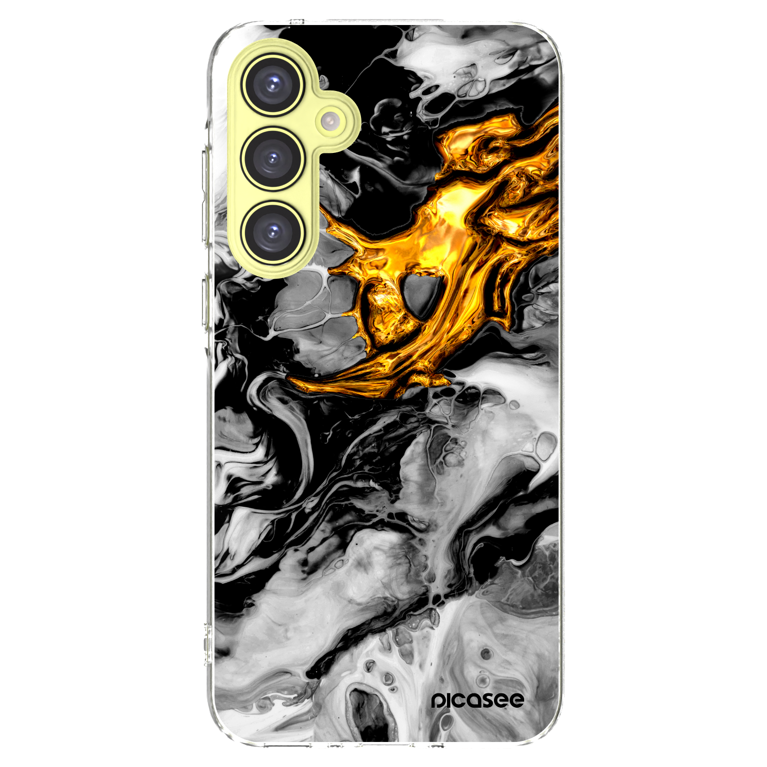 Picasee silikonska prozirna maskica za Samsung Galaxy A35 5G A356B - Black Gold 2