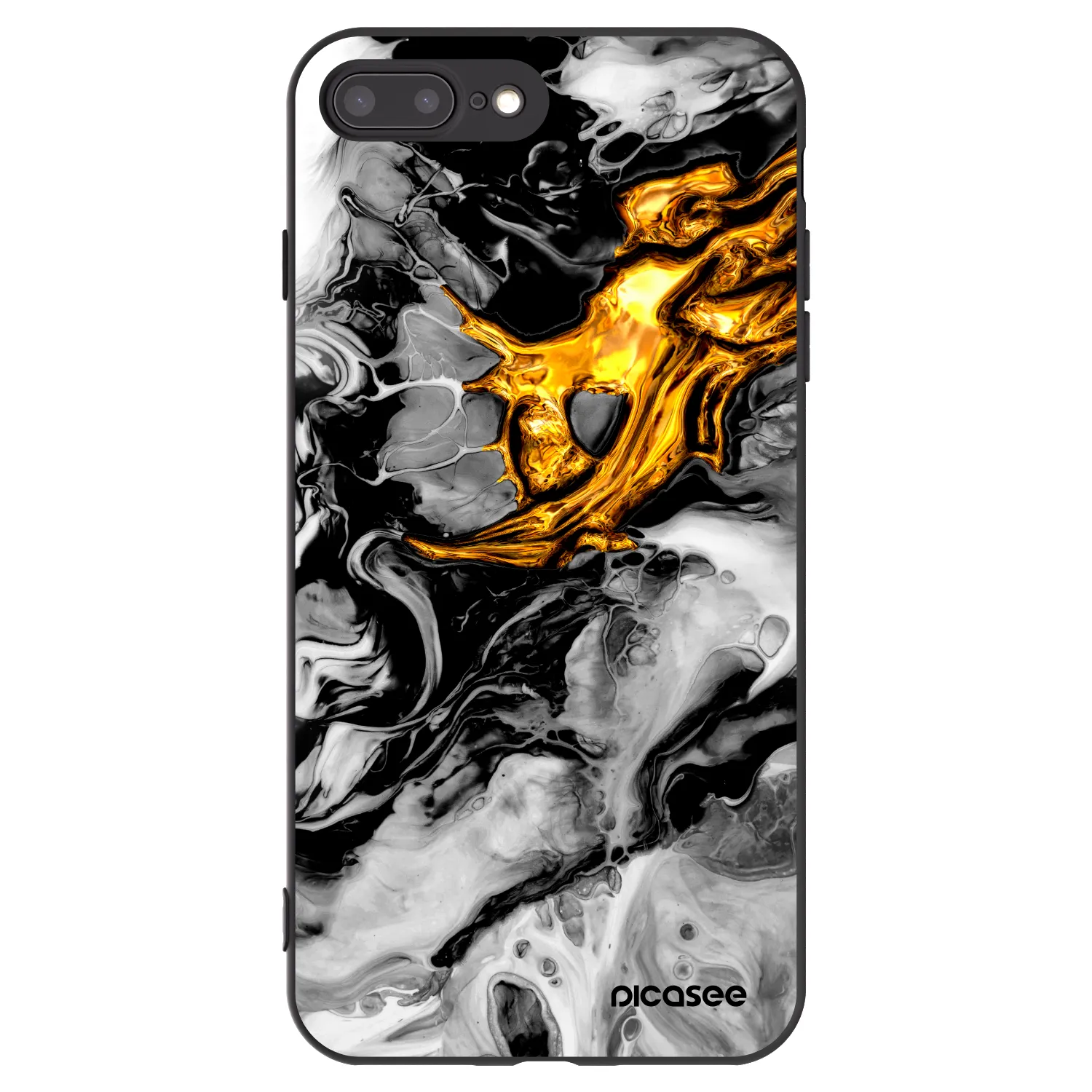 Picasee crna silikonska maskica za Apple iPhone 8 Plus - Black Gold 2
