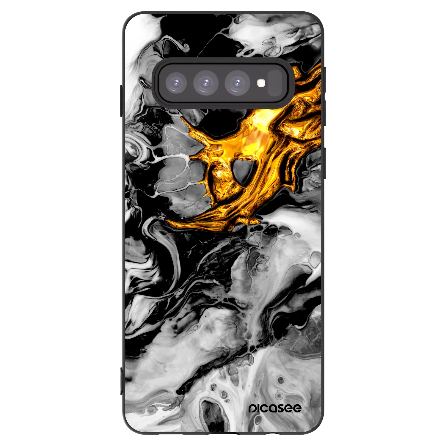 Picasee crna silikonska maskica za Samsung Galaxy S10 G973 - Black Gold 2