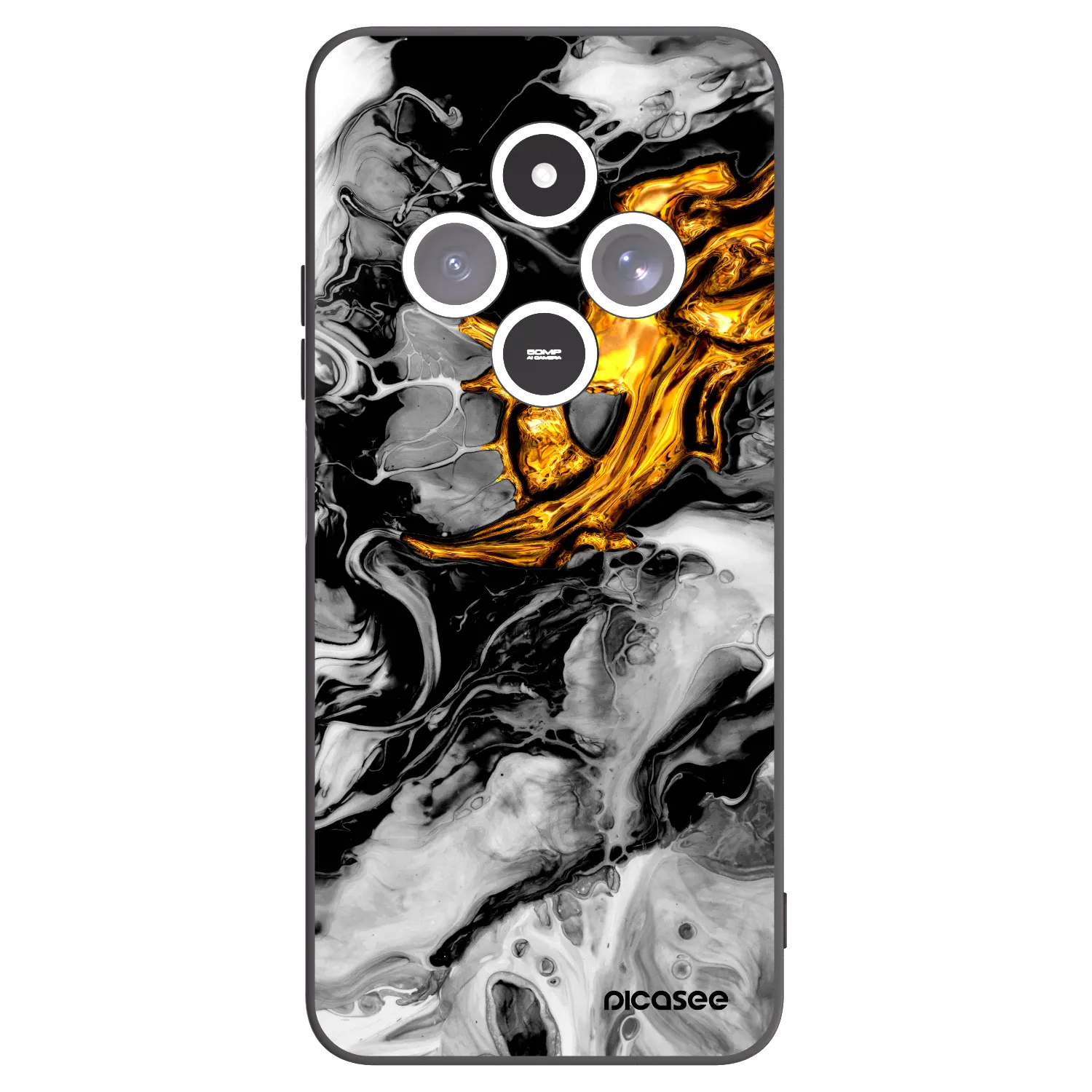 Picasee crna silikonska maskica za Xiaomi Redmi 14C - Black Gold 2