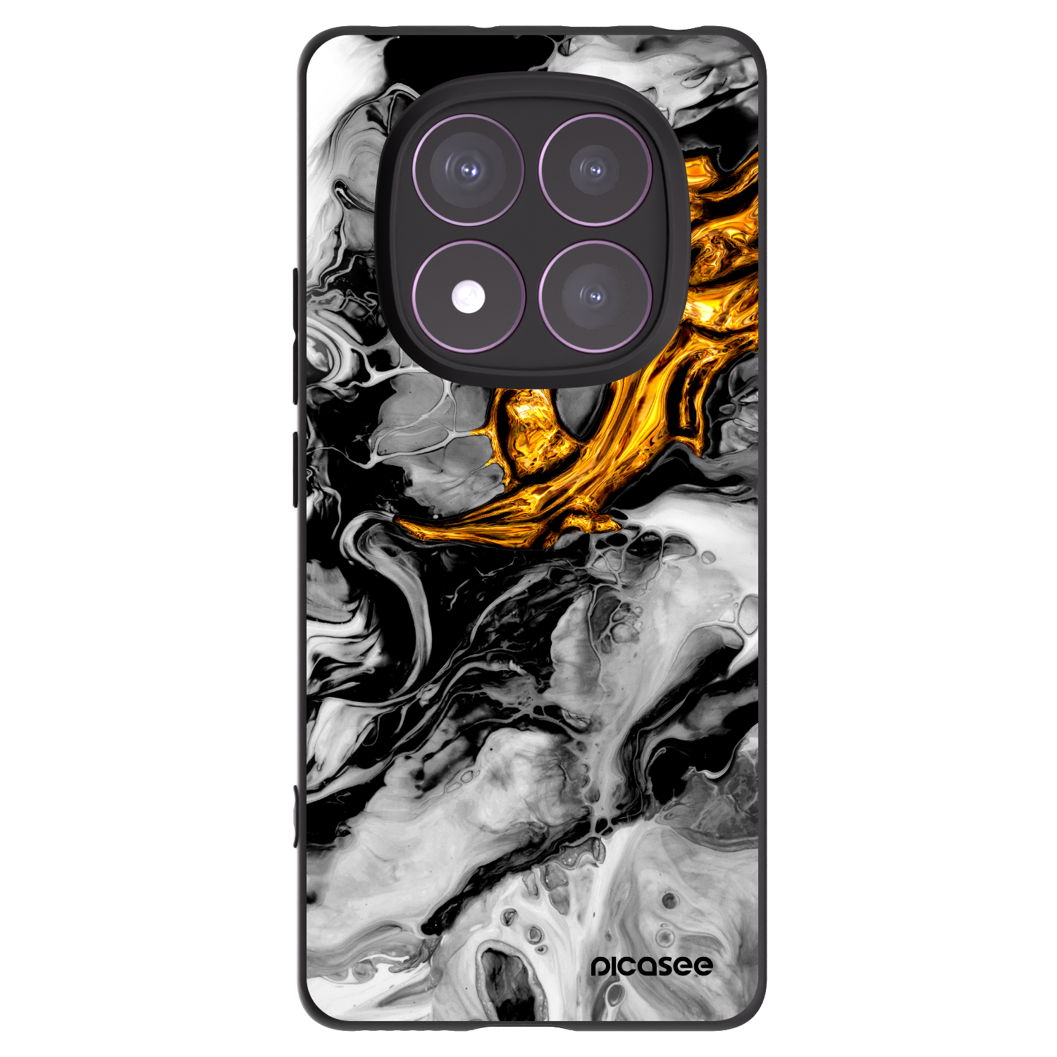 Picasee crna silikonska maskica za Xiaomi Redmi Note 14 Pro 4G - Black Gold 2