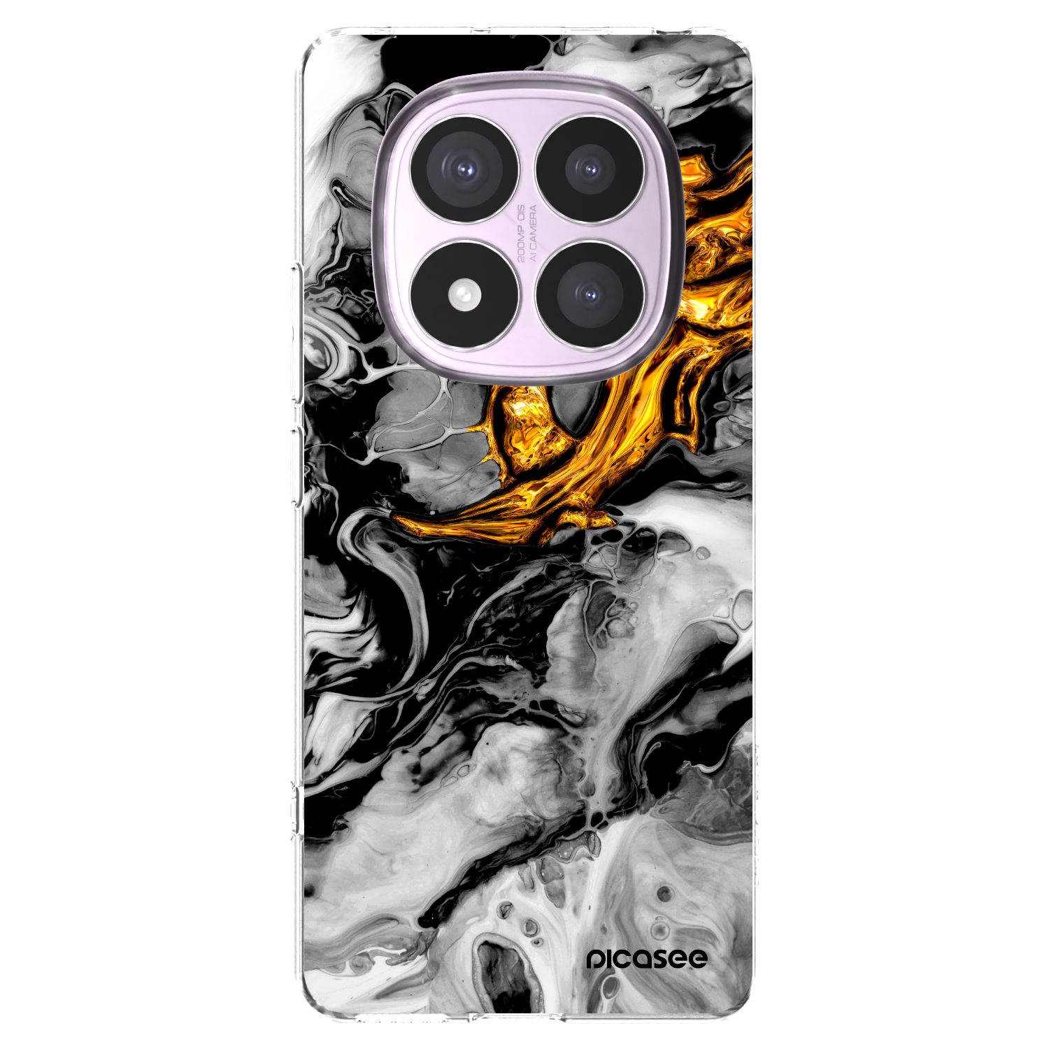 Picasee silikonska prozirna maskica za Xiaomi Redmi Note 14 Pro 4G - Black Gold 2