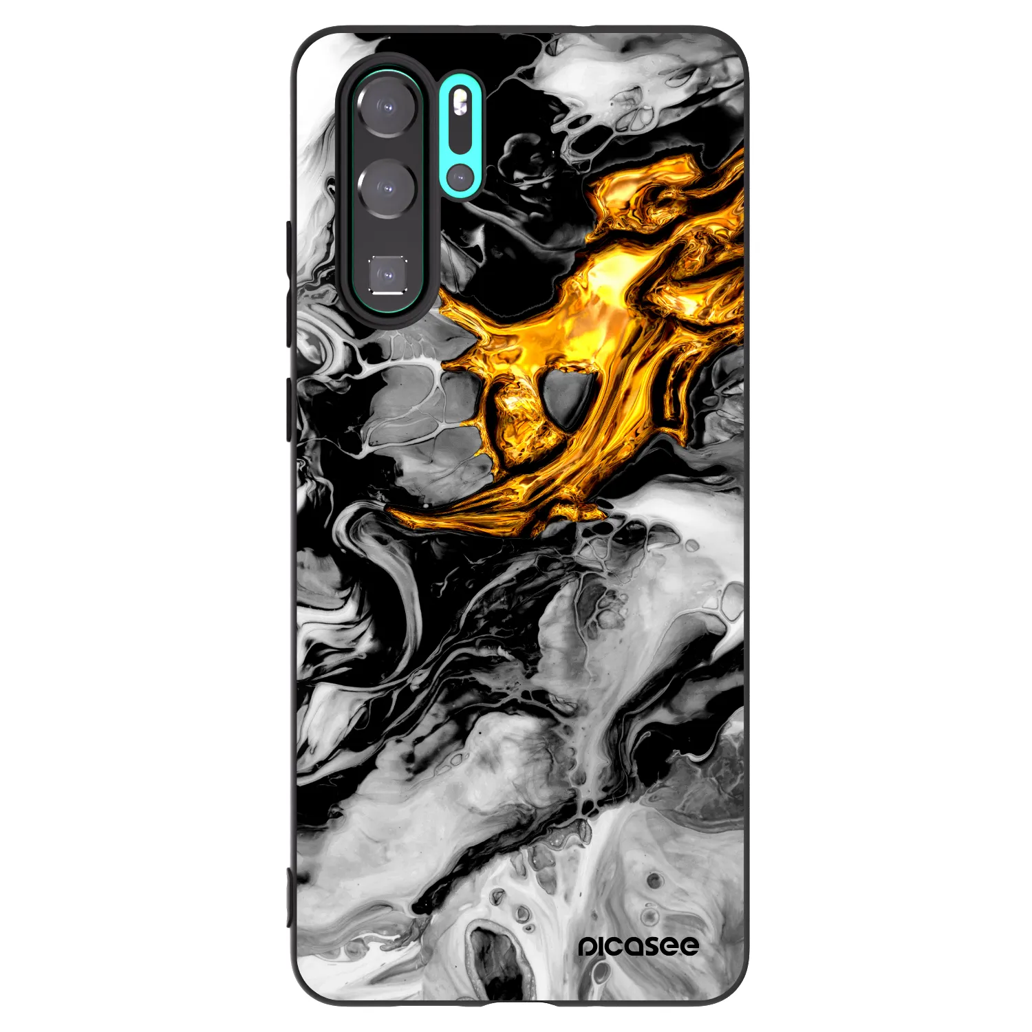 Picasee crna silikonska maskica za Huawei P30 Pro - Black Gold 2