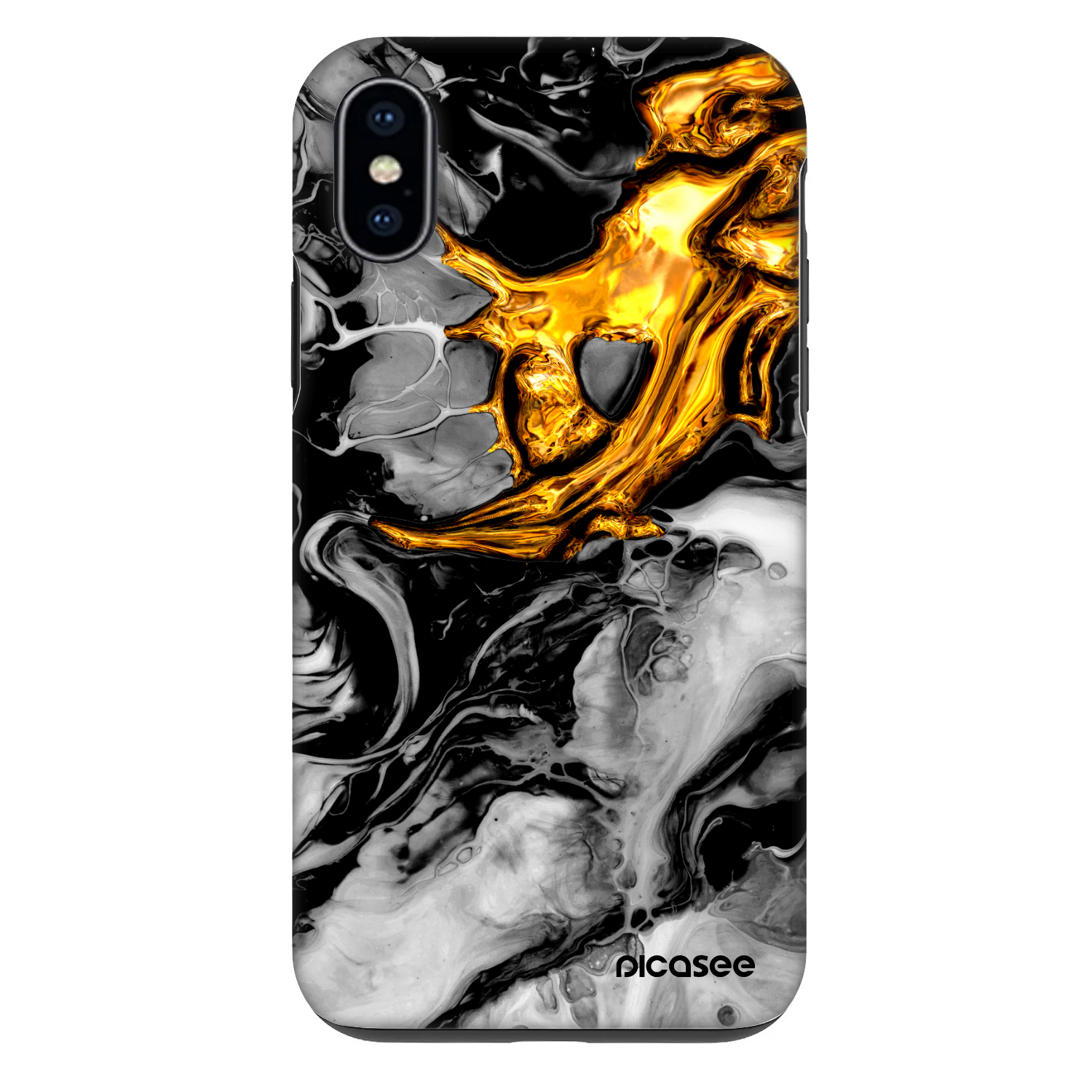 Picasee Fashion Case za Apple iPhone X/XS - Black Gold 2