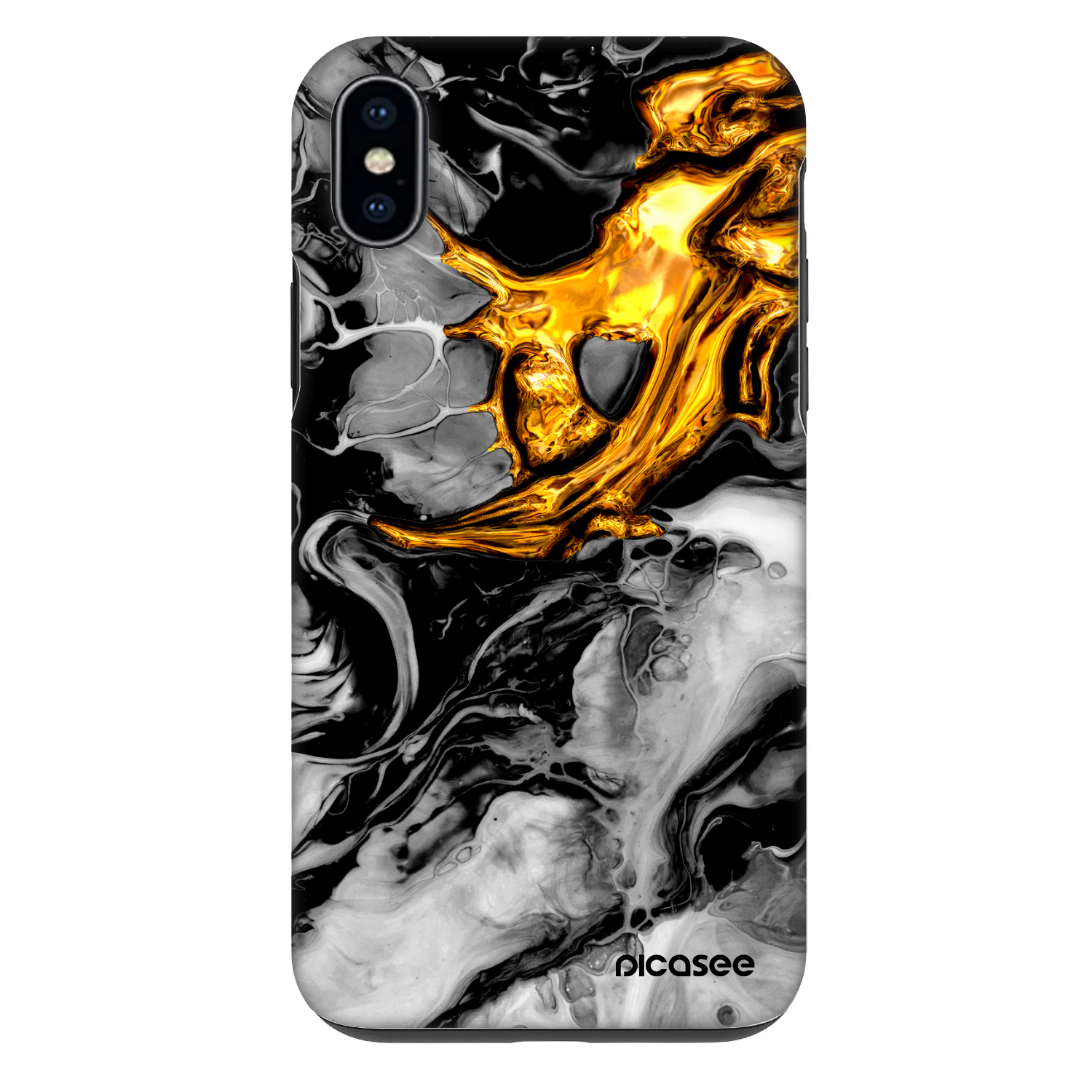 Picasee Fashion Case za Apple iPhone XS Max - Black Gold 2