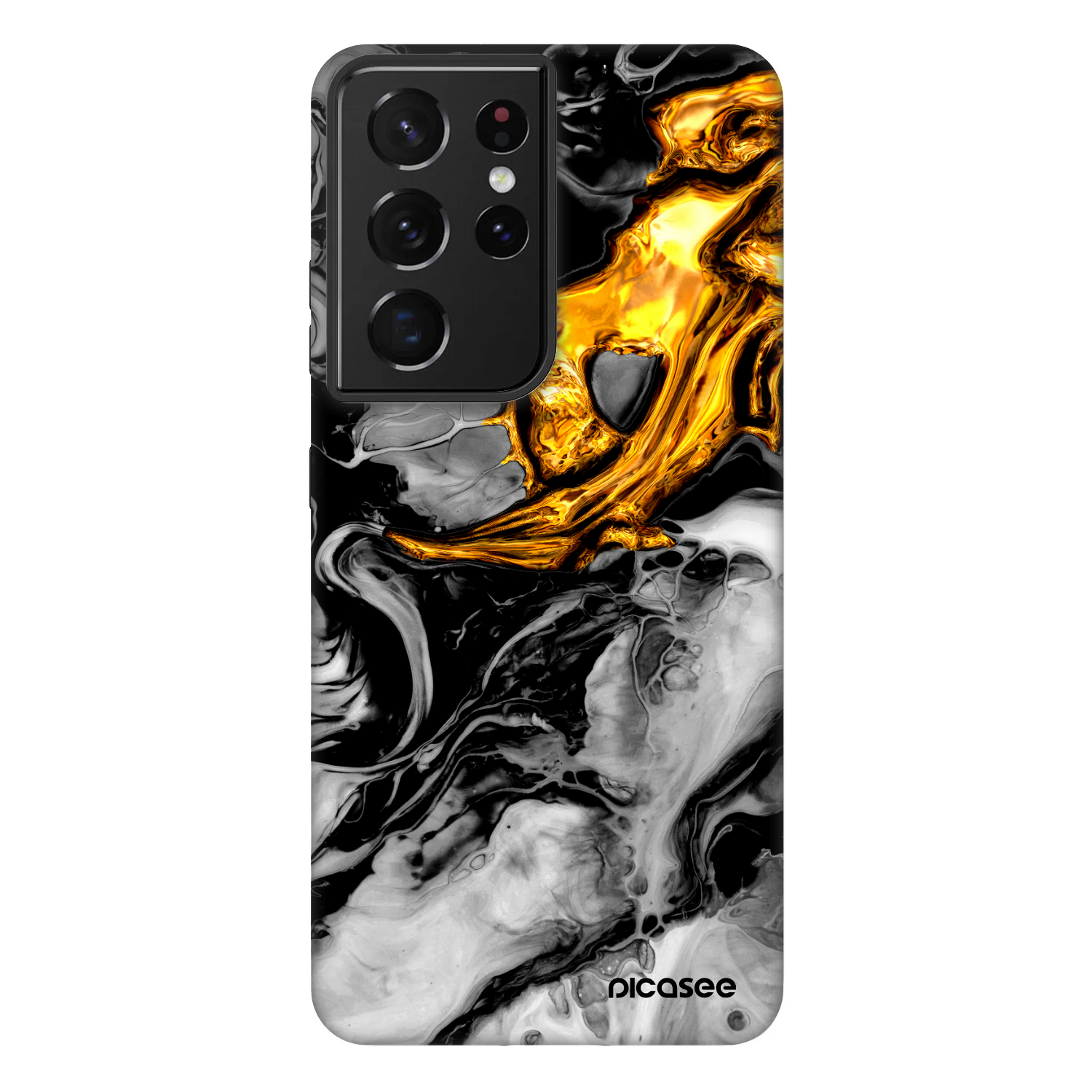 Picasee Fashion Case za Samsung Galaxy S21 Ultra 5G G998B - Black Gold 2