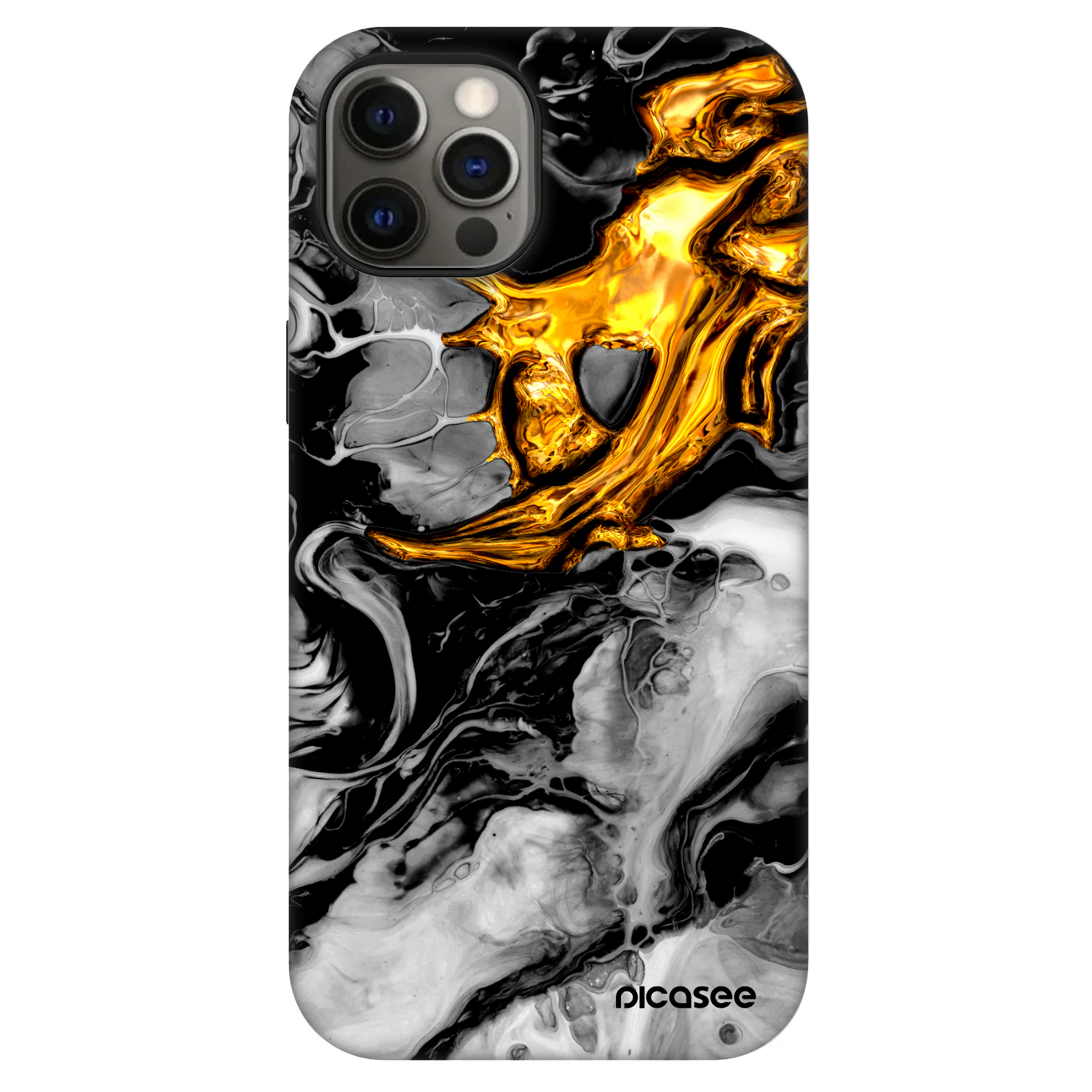 Picasee Fashion Case MagSafe za Apple iPhone 12 Pro - Black Gold 2