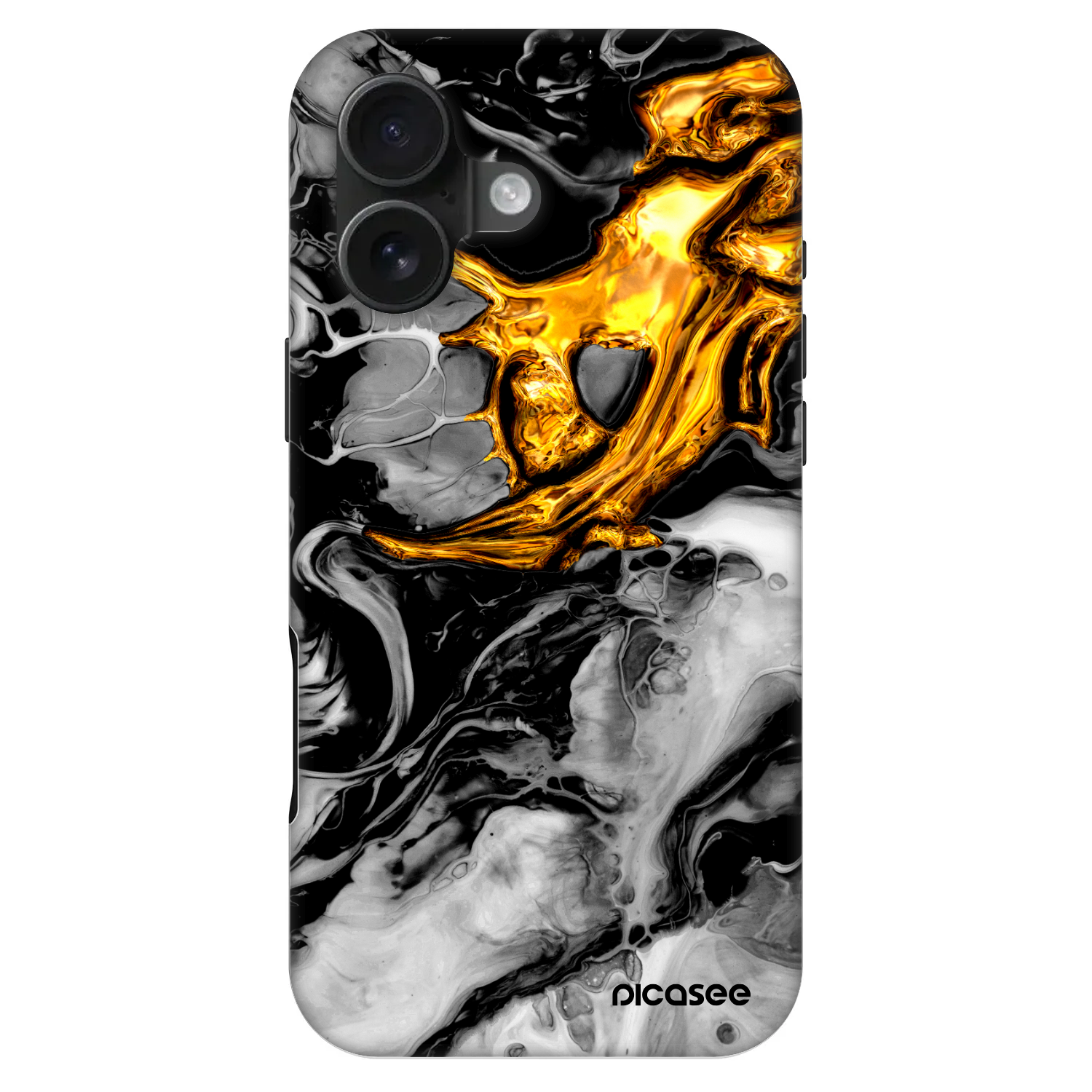 Picasee Fashion Case MagSafe za Apple iPhone 16 - Black Gold 2
