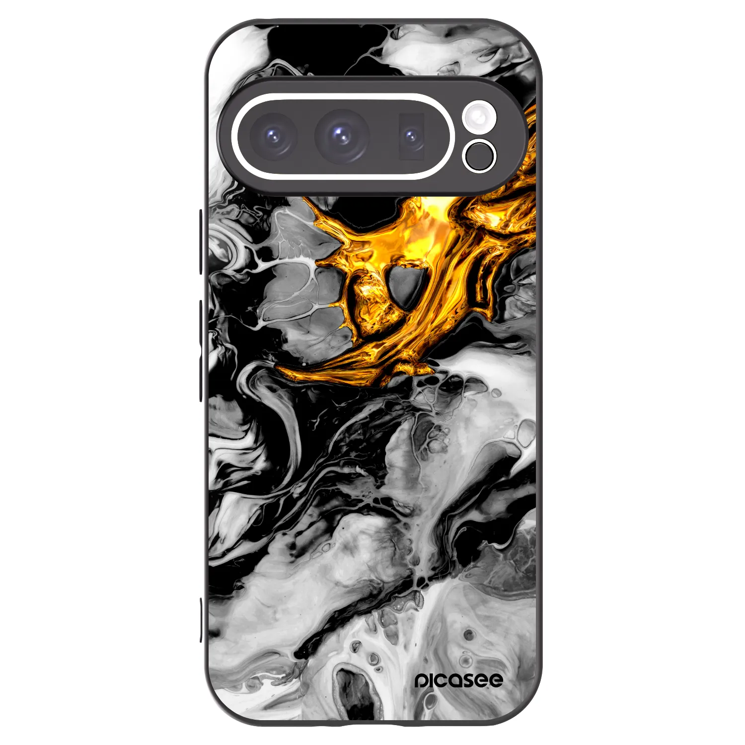 Picasee crna silikonska maskica za Google Pixel 9 Pro XL - Black Gold 2